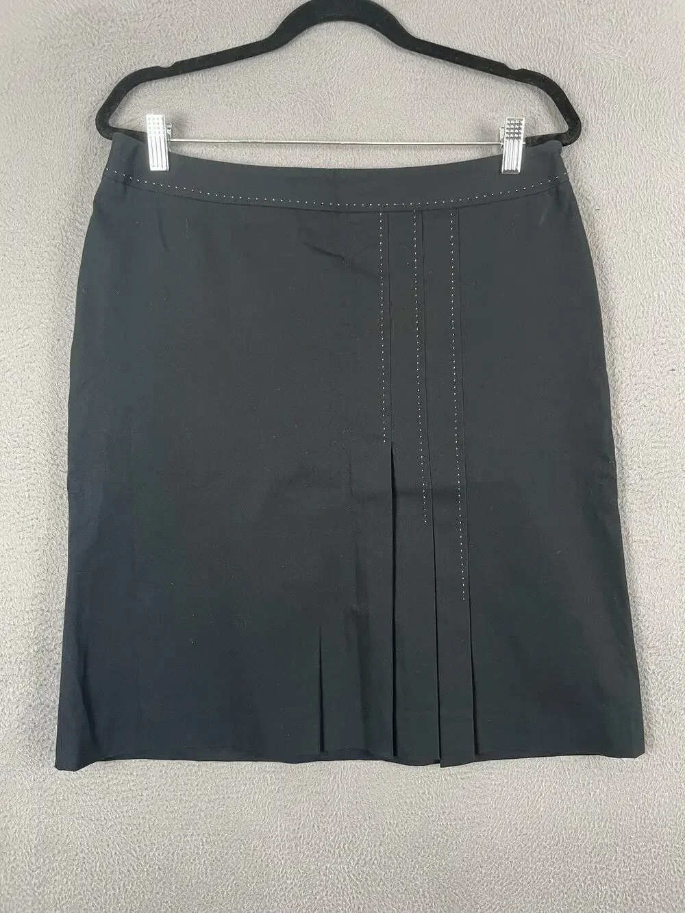 Whistles Skirt Womens 10 Black Straight Pencil Knee Length Pleated Lined Studded
